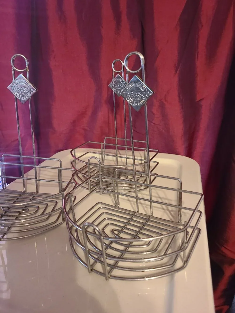 3 McILHENNY CO. TABASCO BRAND Pepper Sauce Diner Condiment Menu Holder Chrome